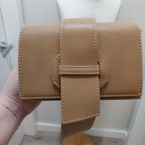 MELIE BIANCO JOSEPHINE VEGAN LEATHER RIBBON MICRO CROSSBODY, TAN